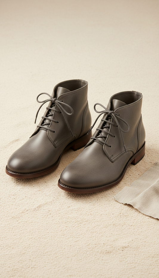 Charcoal mist leather ankle boot