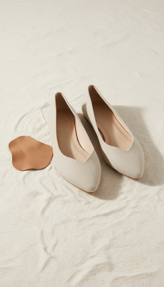 Warm stone pointed toe flat